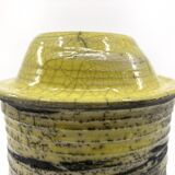 Handmade cracked ceramic vase • 1980s • signed