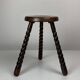 Pair of 2 midcentury brutalist modernist wood turned stools, ca 1950s