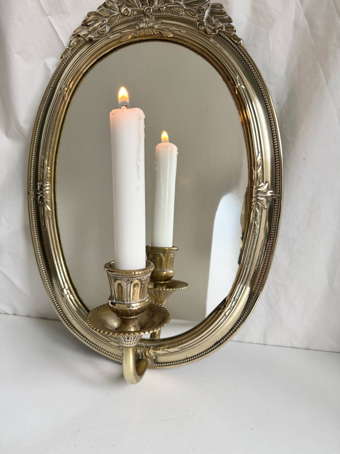 Grand porte-bougie mural vintage en miroir