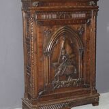 Henri II Style Oak Bonnetière with Joan of Arc Decor, Late 19th Century