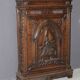 Henri II Style Oak Bonnetière with Joan of Arc Decor, Late 19th Century