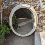 Grand miroir ovale bois peint décoration scandinave campagne brocante slow