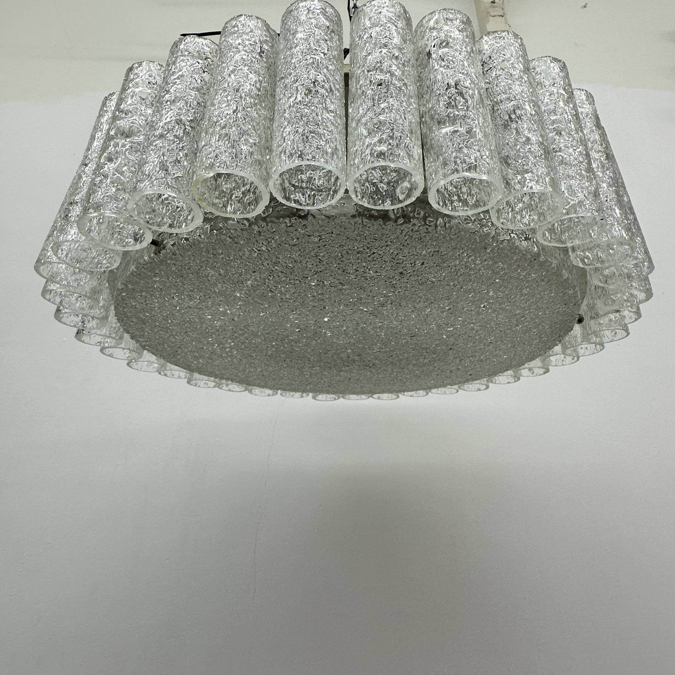 Glass Tubes Chandelier Flush mount from Doria Leuchten, 1960s
