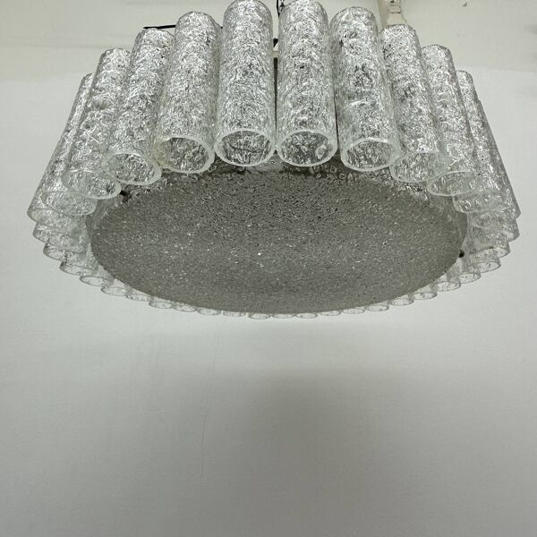 plafonnier lustre tubes en verre de Doria Leuchten, 1960s
