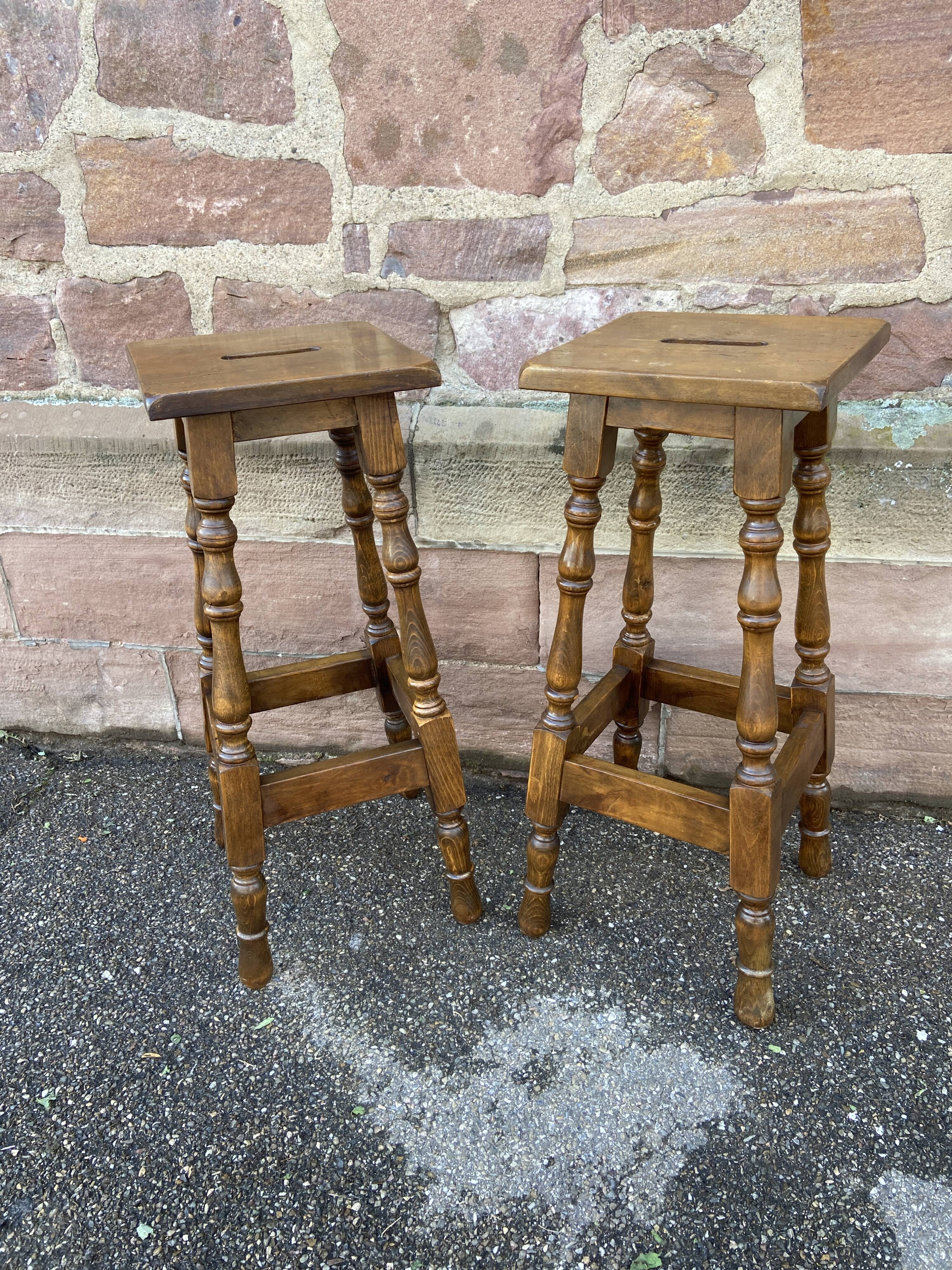paire de Tabourets de bar bois vintage
