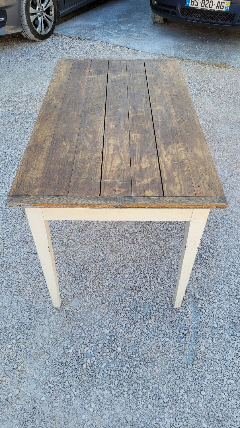 Table de ferme cuisine rustique ancienne -1m30
