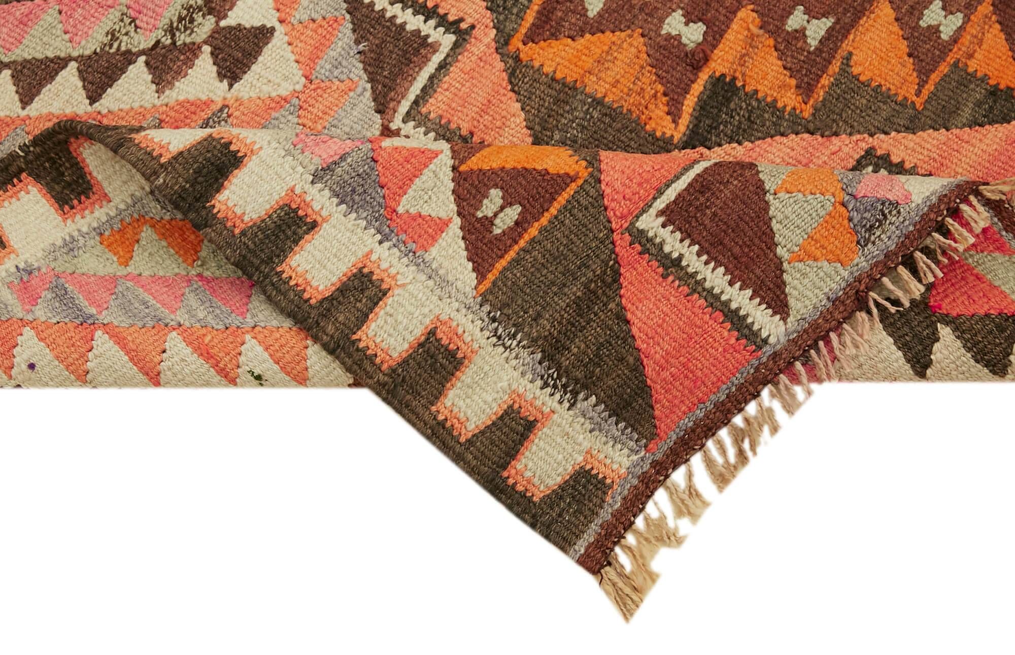 Turkish Handwoven Vintage Herki Kilim 90 cm x 344 cm