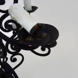 Large 12-light wrought iron hall or living room chandelier. 1960s-70s