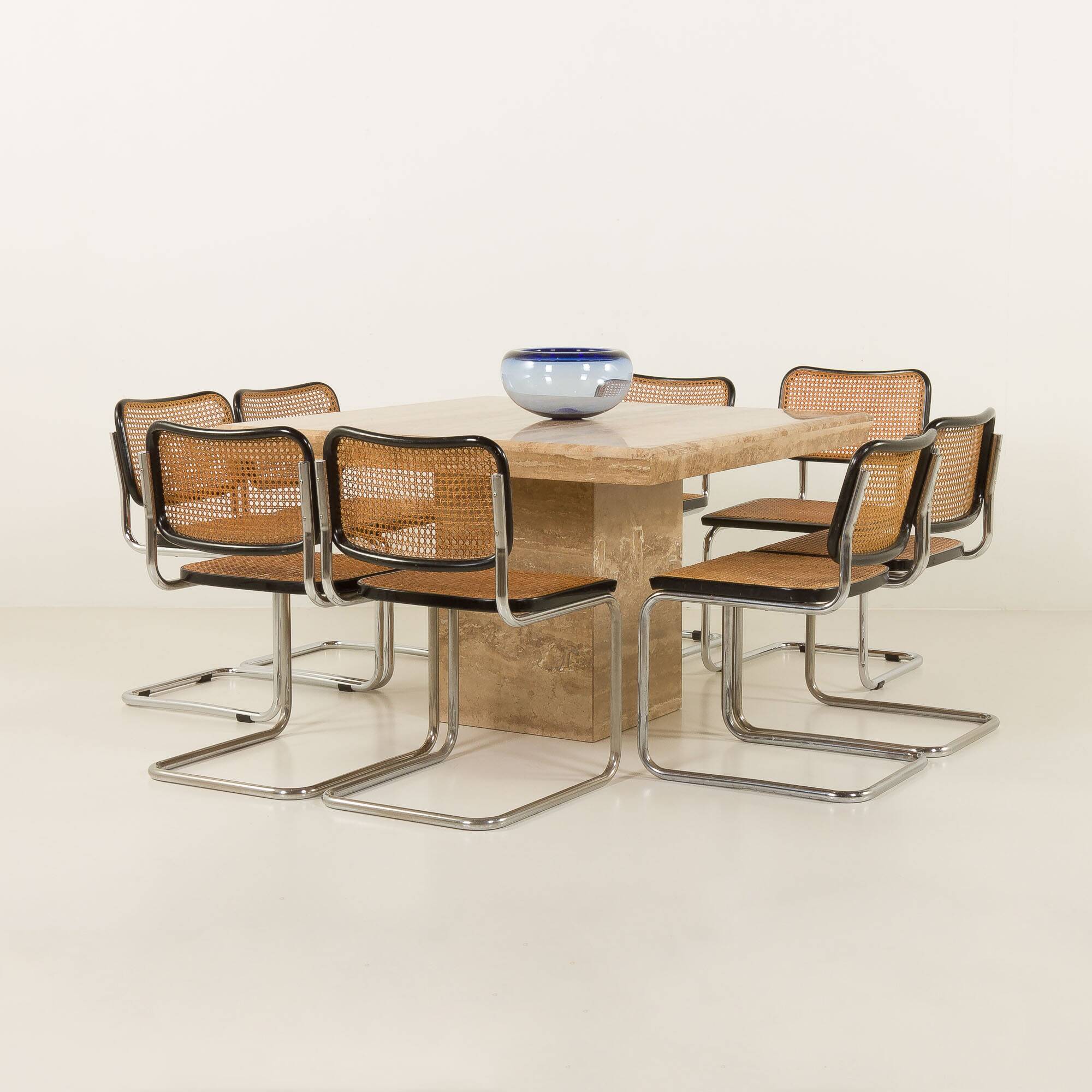 Italian mid century extra large travertine dining table, 1970s