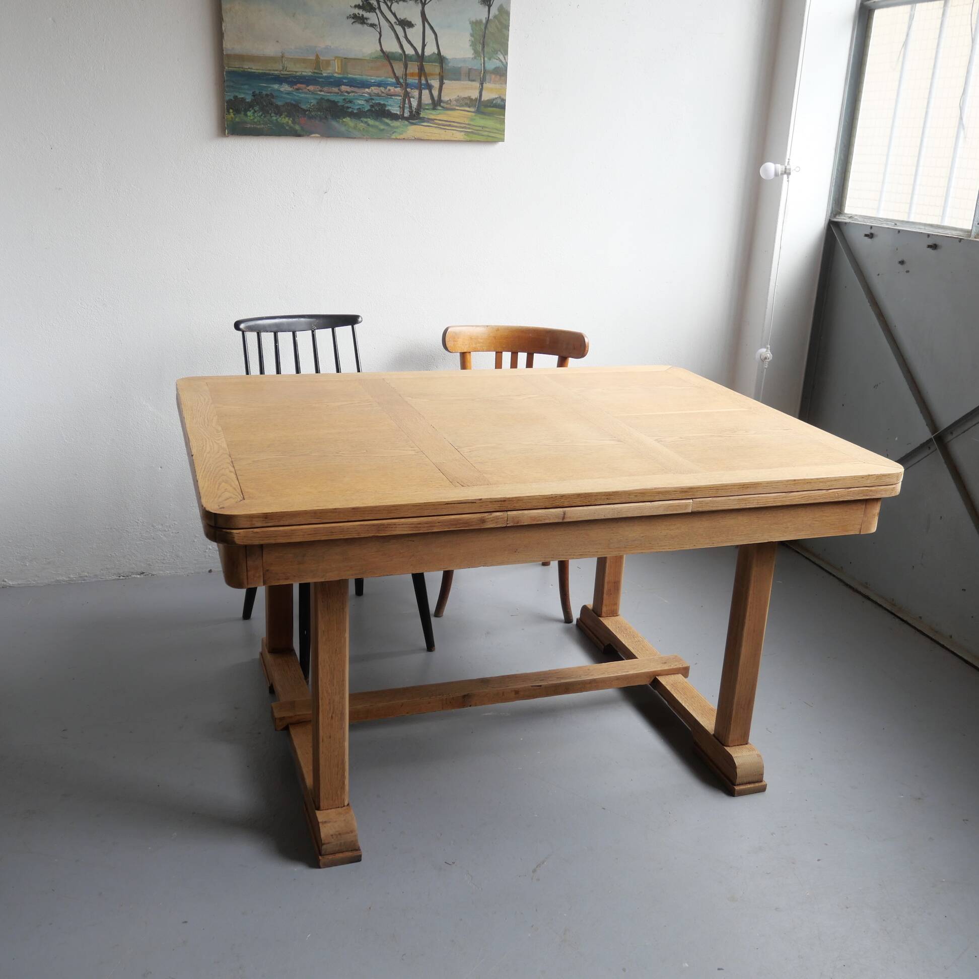 Table à rallonges en chêne rénovée