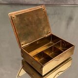 German compartmentalized stamp box early twentieth GHG Gesch holly leaf