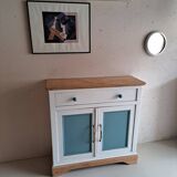 Small old sideboard painted blue and white