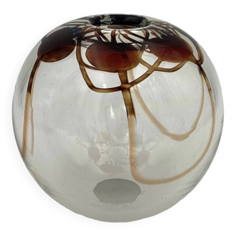 Vase verre soufflé d’art mary angus, usa - années 1980