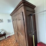 Antique carved wooden wardrobe – 2 doors – Molded cornice