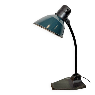 Vintage German Bauhaus Petrol Enamel Table Lamp from Schaco, 1930s