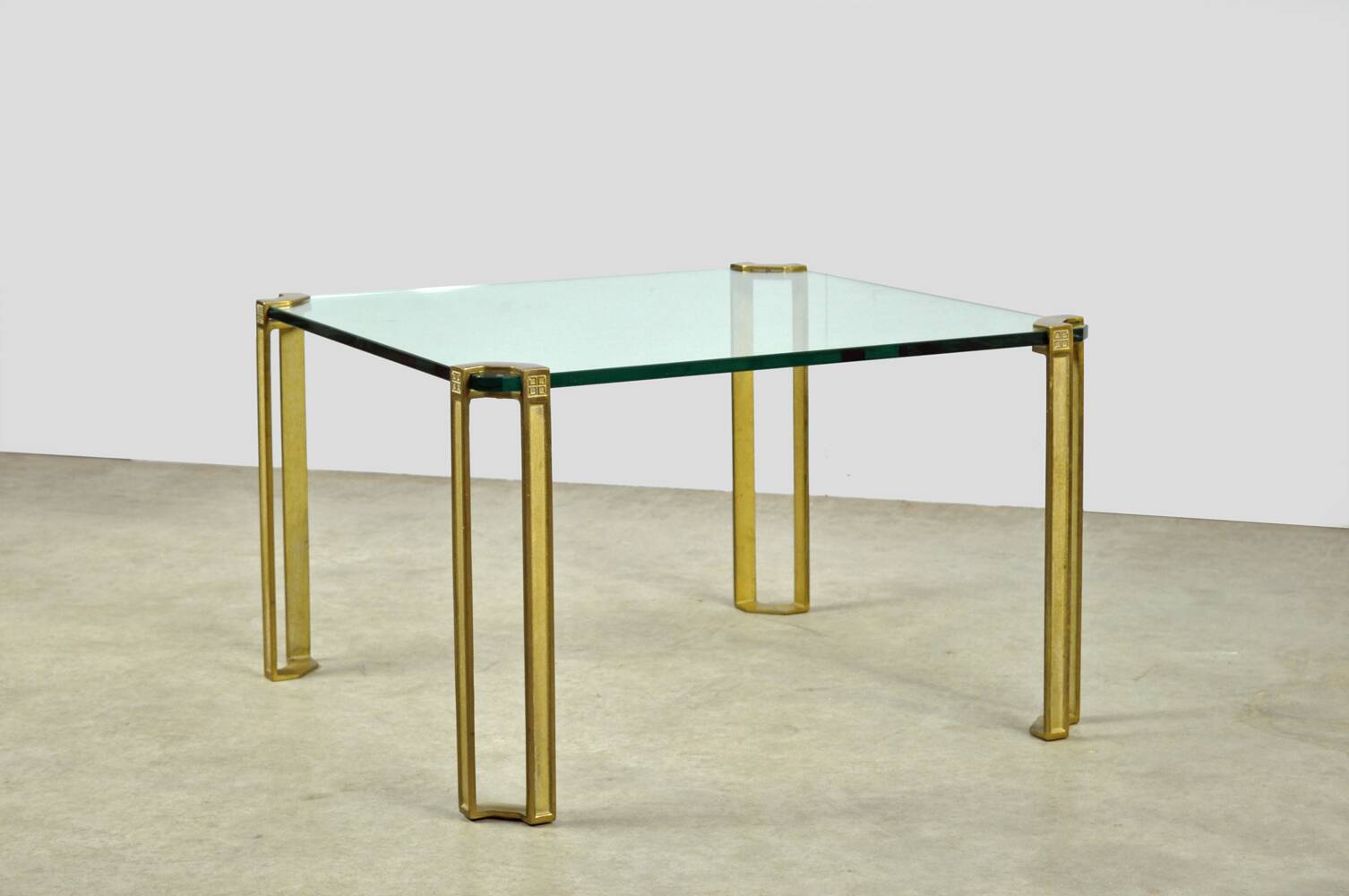 GLASS & BRASS coffee table by Peter Ghyczy, 1970s