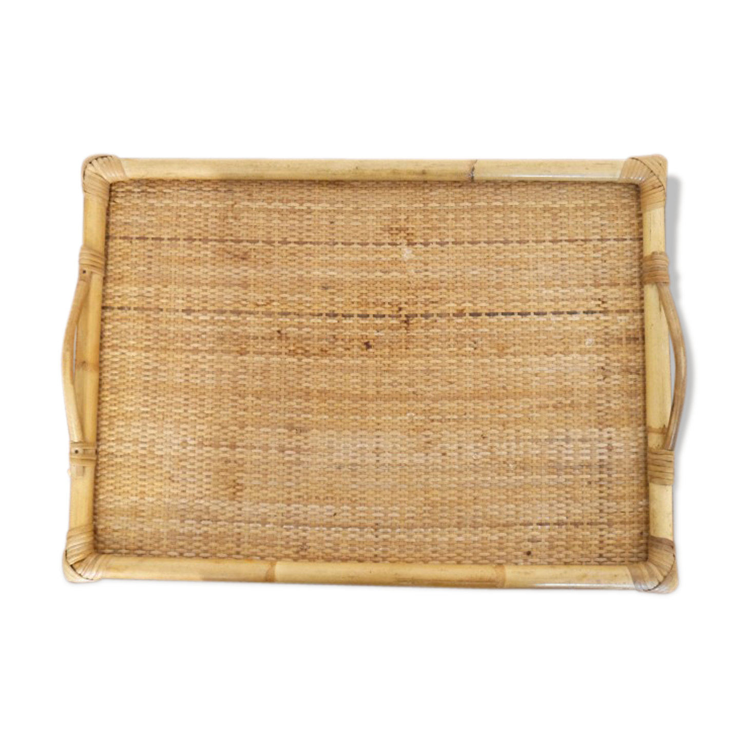 Vintage 60s rattan serving tray