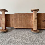 Red wooden flatbed truck. 1930s-40s