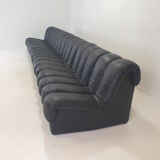 De Sede DS-600 "Non Stop" Snake Shaped Modular Sofa in Full Black Leather