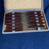Set of 12 vintage red bakelite knives