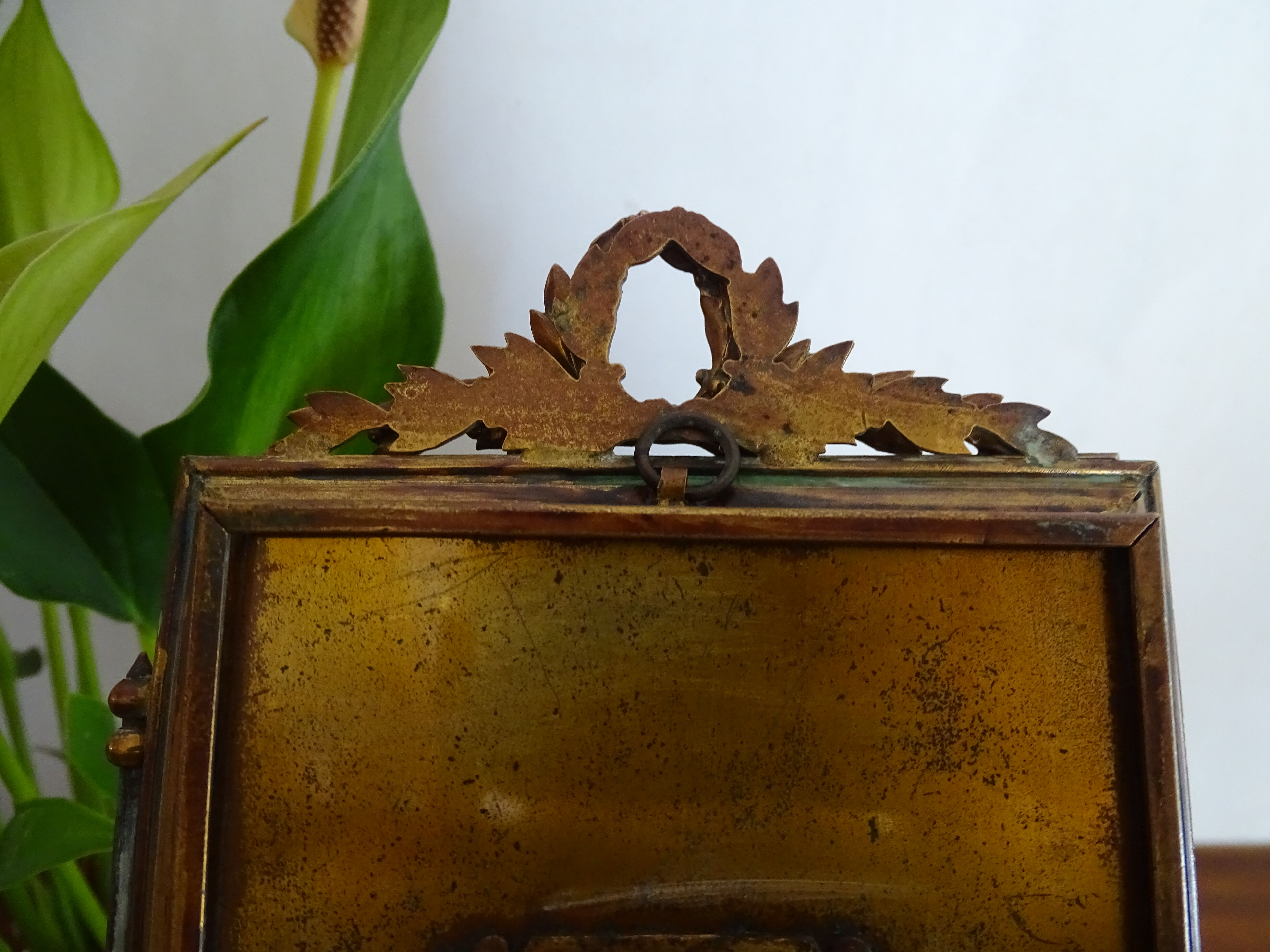 Double cadre photo diptyque bronze doré et laiton style Louis XVI - XIXème