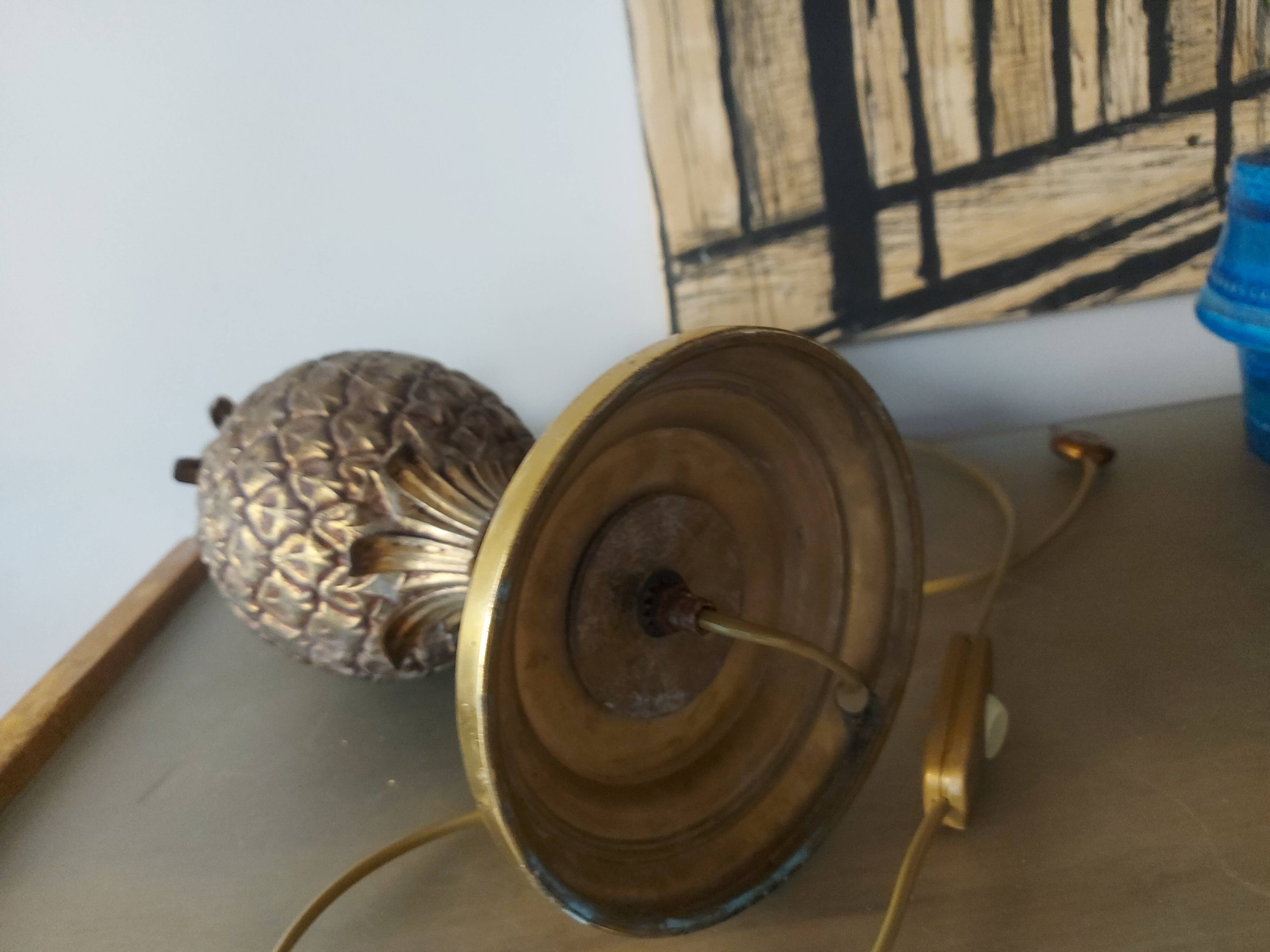 Pineapple lamp in golden brass