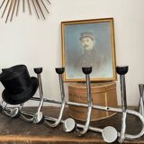 Old chrome coat rack with 12 hooks