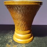 Ancien vase grès décor ciselé beige marron années 70 vintage