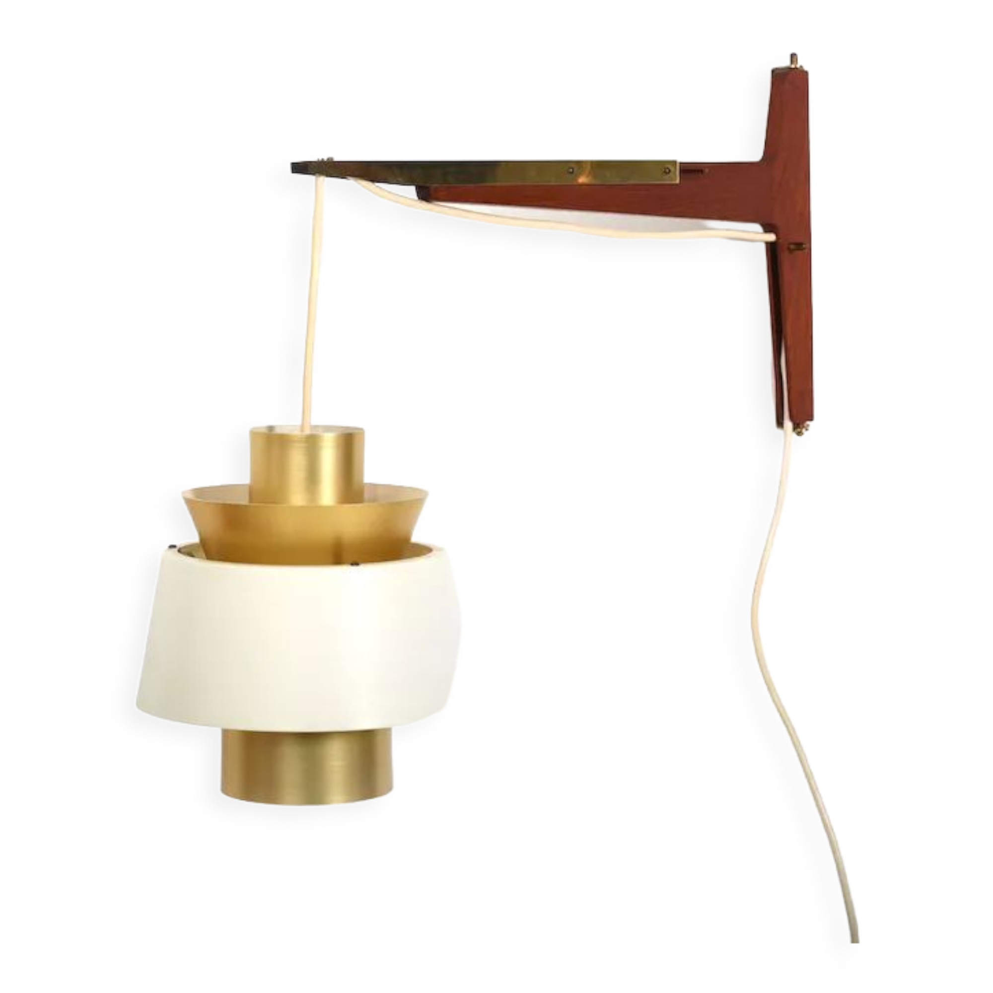 Jørn Utzon Teak and Brass Wall Lamp 1960s
