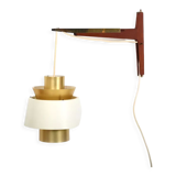 Jørn Utzon Teak and Brass Wall Lamp 1960s