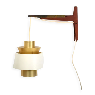 Jørn Utzon Teak and Brass Wall Lamp 1960s