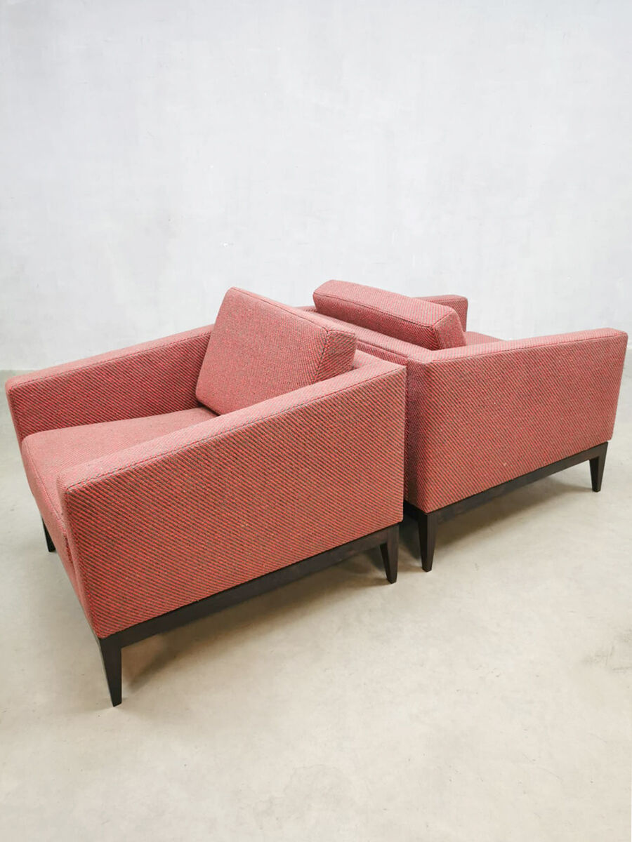 Midcentury design cubic armchairs lounge club chairs Theo Ruth Artifort set of 2