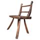 Rustic Wabi-Sabi style accent chair in dark curved hardwood, 1900s.