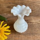 Small white milk glass vase