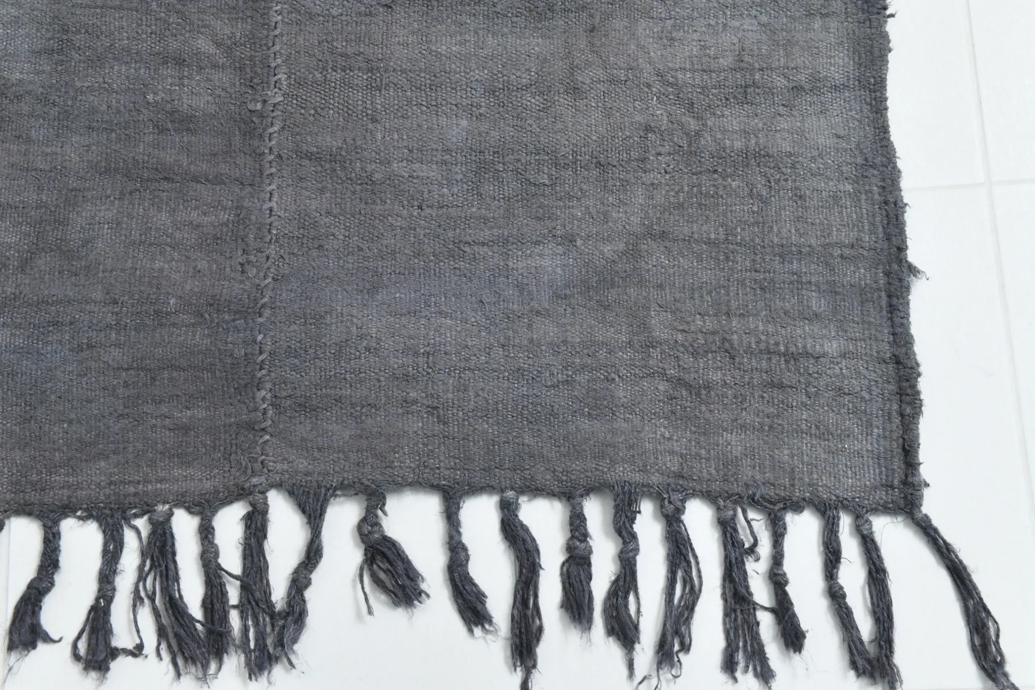Vintage Gray Tones Kilim Rug, Handmade Mid Century Modern Carpet, 156x231Cm