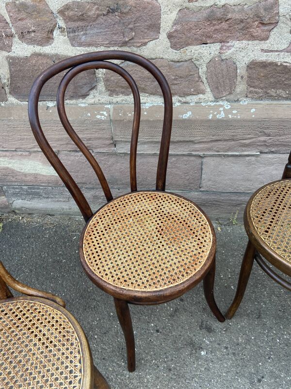 Lot de 4 chaises bistrot dépareillé bois courbé