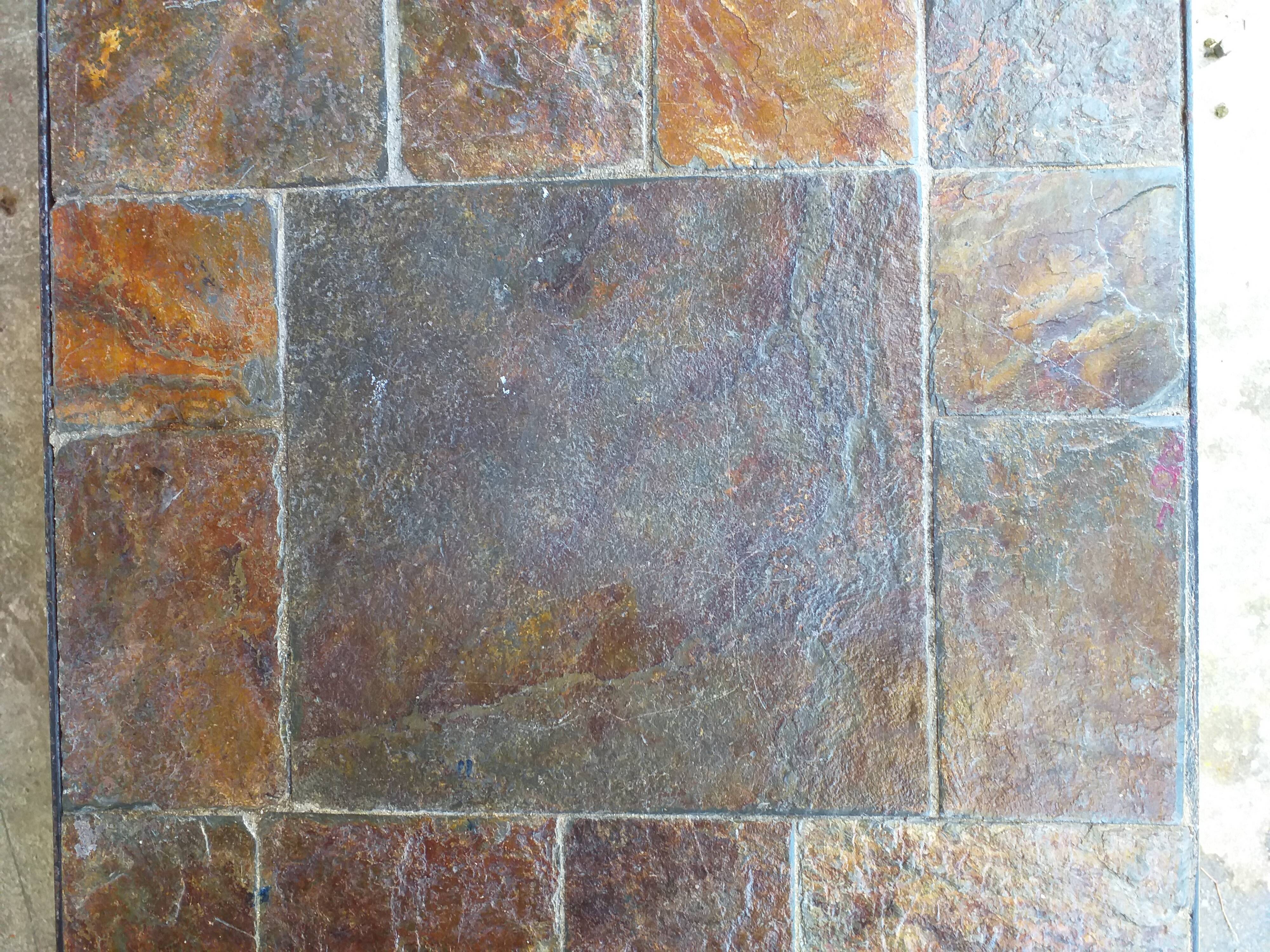 Slate and wrought iron coffee table