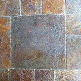 Slate and wrought iron coffee table