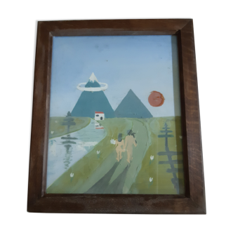 Framed oil painting