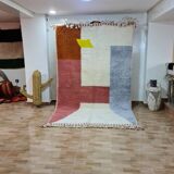 Modern Bohemian Rug 250x150 cm - Colorful Geometric Patterns Pink and Yellow