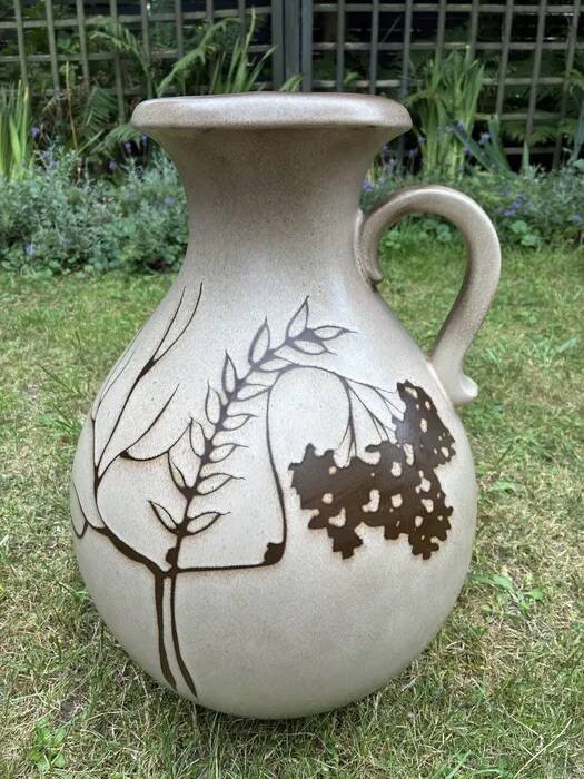 Scheurich 495-48 Ceramic Jug Vase — Floral Design, 1970s