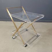 Vintage lucite and brass trolley, 1970s