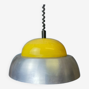 Large 1970s metal pull down kitchen lamp