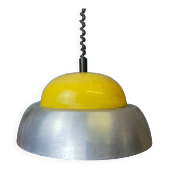 Large 1970s metal pull down kitchen lamp