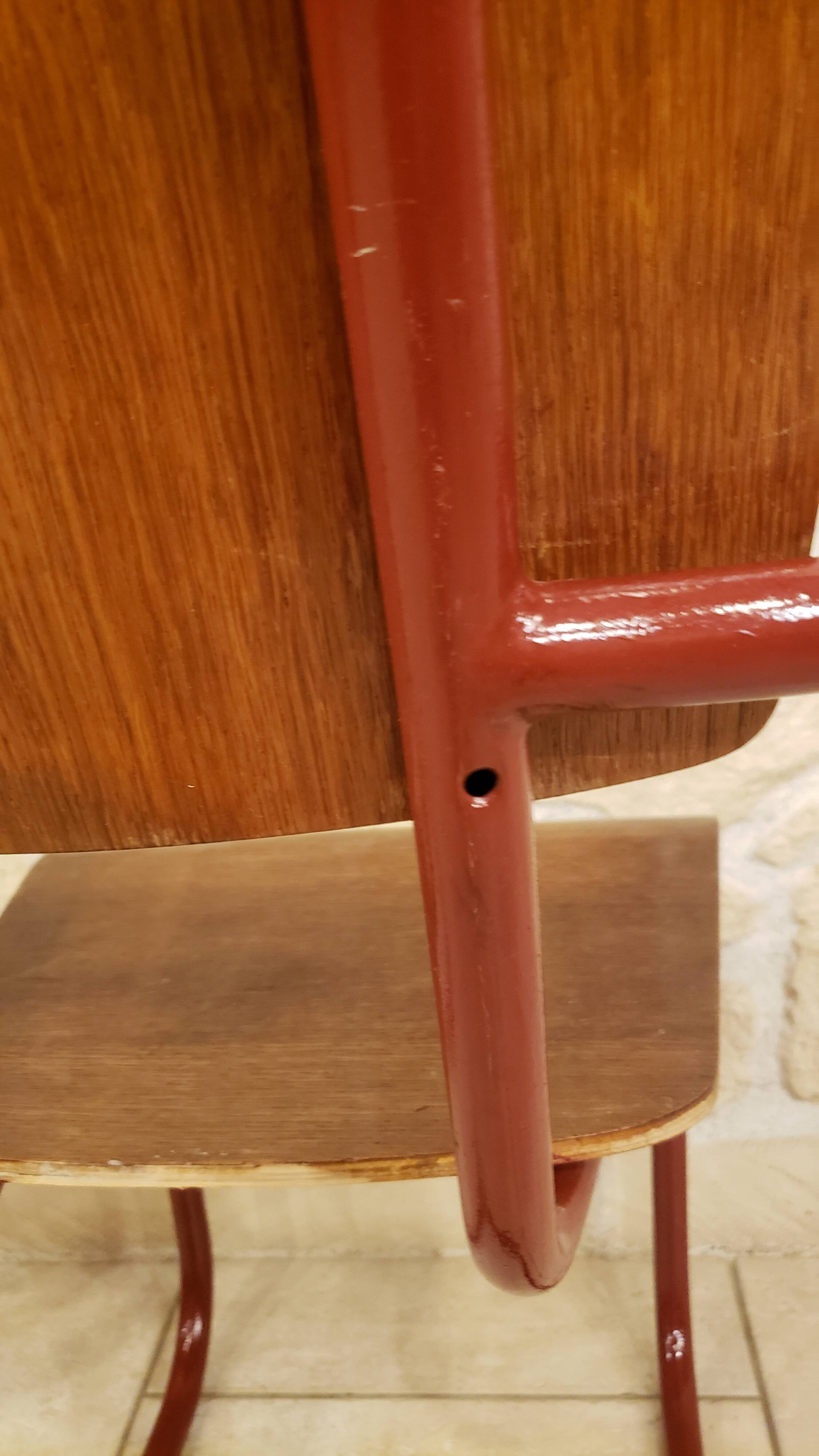 Pair of S-shaped tube school chairs