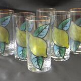 6 glass orangeade glasses, 1970s