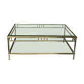 Table basse 1970 métal chrome dore 2 niveaux