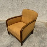 Art deco armchair in wood and fabric