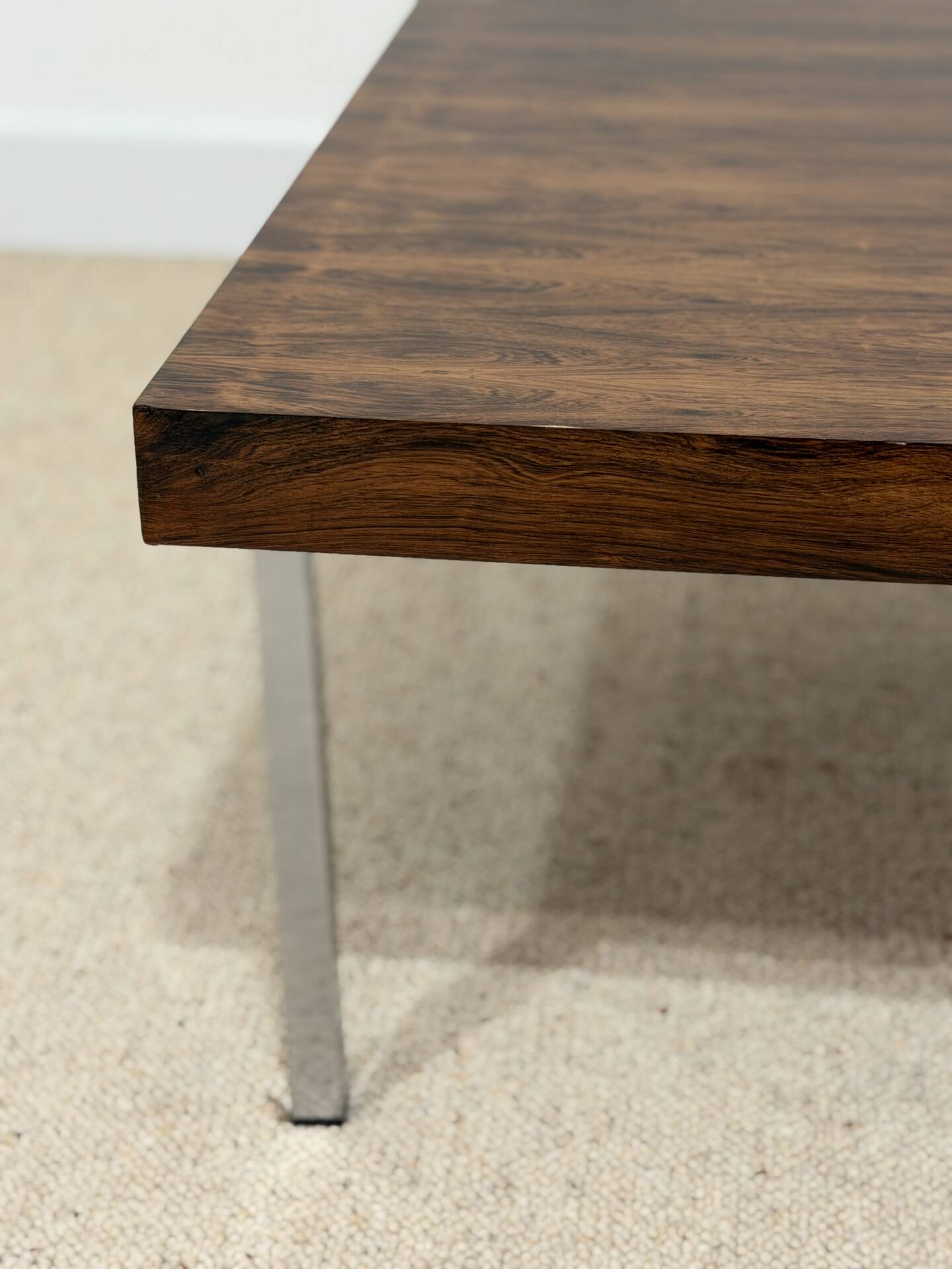 Vintage coffee table in rosewood and chrome steel – 1970s
