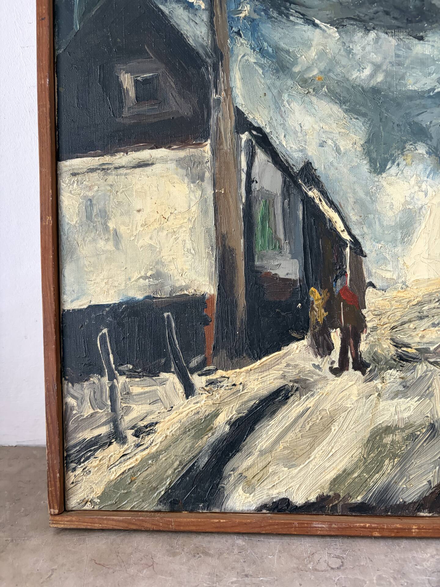 Hiver dans la rue, huile sur toile signée